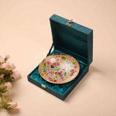 Brass Hand Painted Decorative Fruit Bowl With Velvet Box (7.5 Inch)