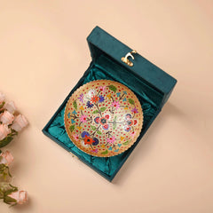 Brass Hand Painted Decorative Fruit Bowl With Velvet Box (7.5 Inch)