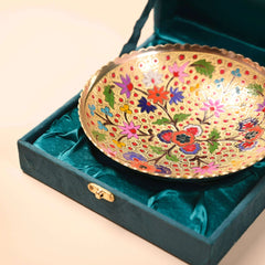 Brass Hand Painted Decorative Fruit Bowl With Velvet Box (7.5 Inch)