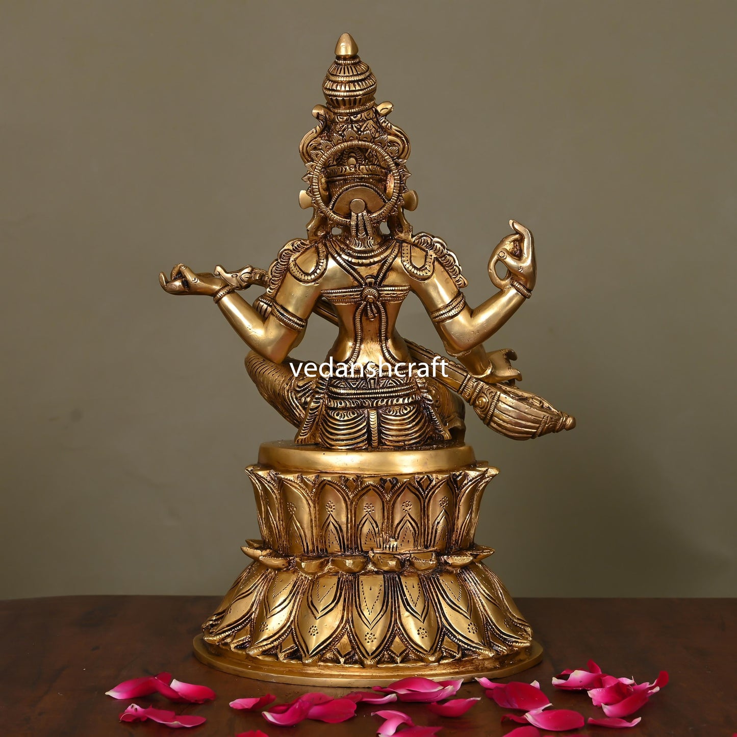 Brass Goddess Saraswati Idol (14.5")