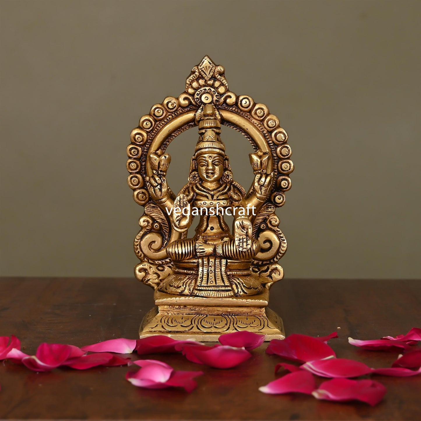 Brass Superfine Goddess Lakshmi On Throne (5.8 Inch)