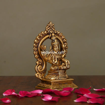 Brass Superfine Goddess Lakshmi On Throne (5.8 Inch)