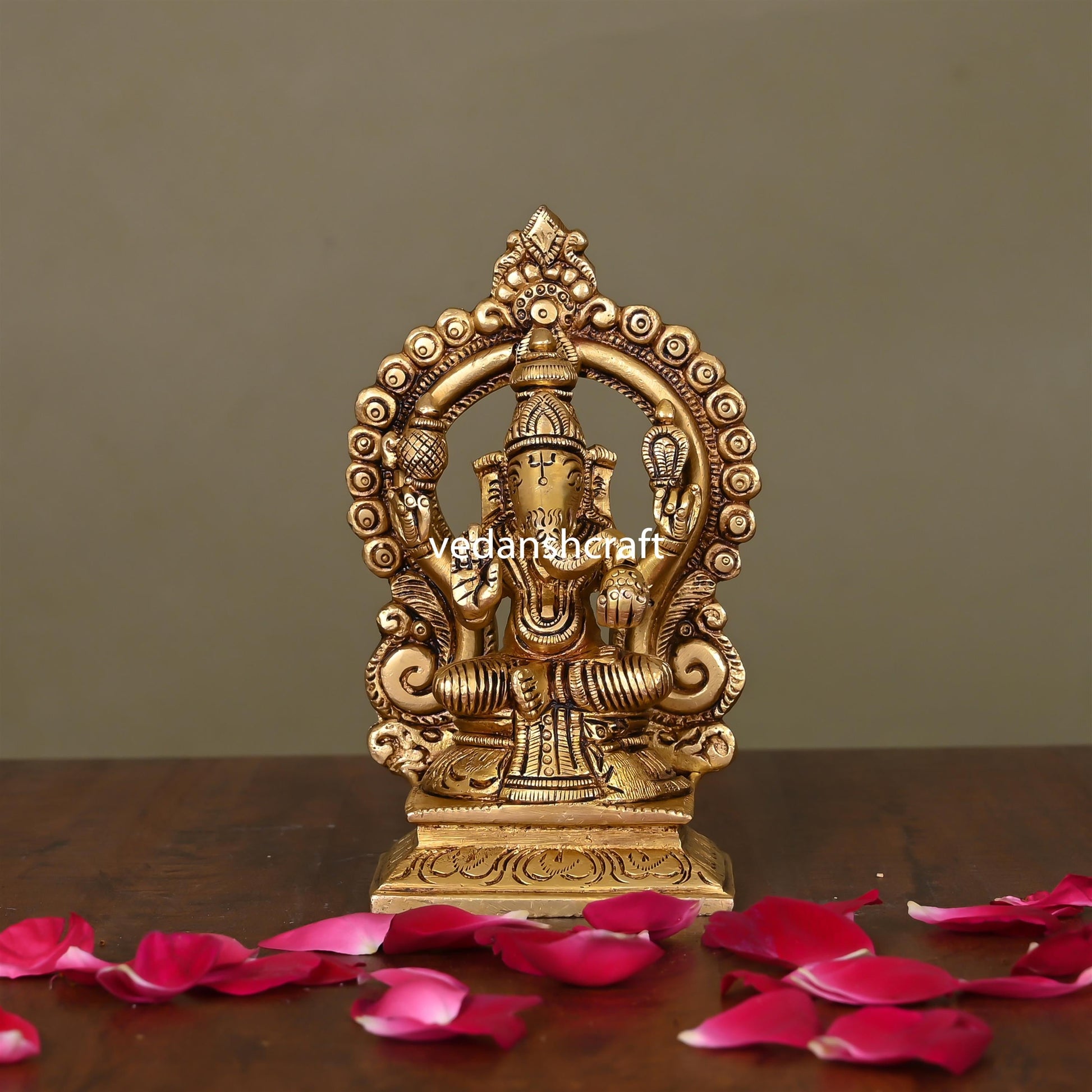 Brass Superfine Ganesha On Throne Idol (5.8 Inch)