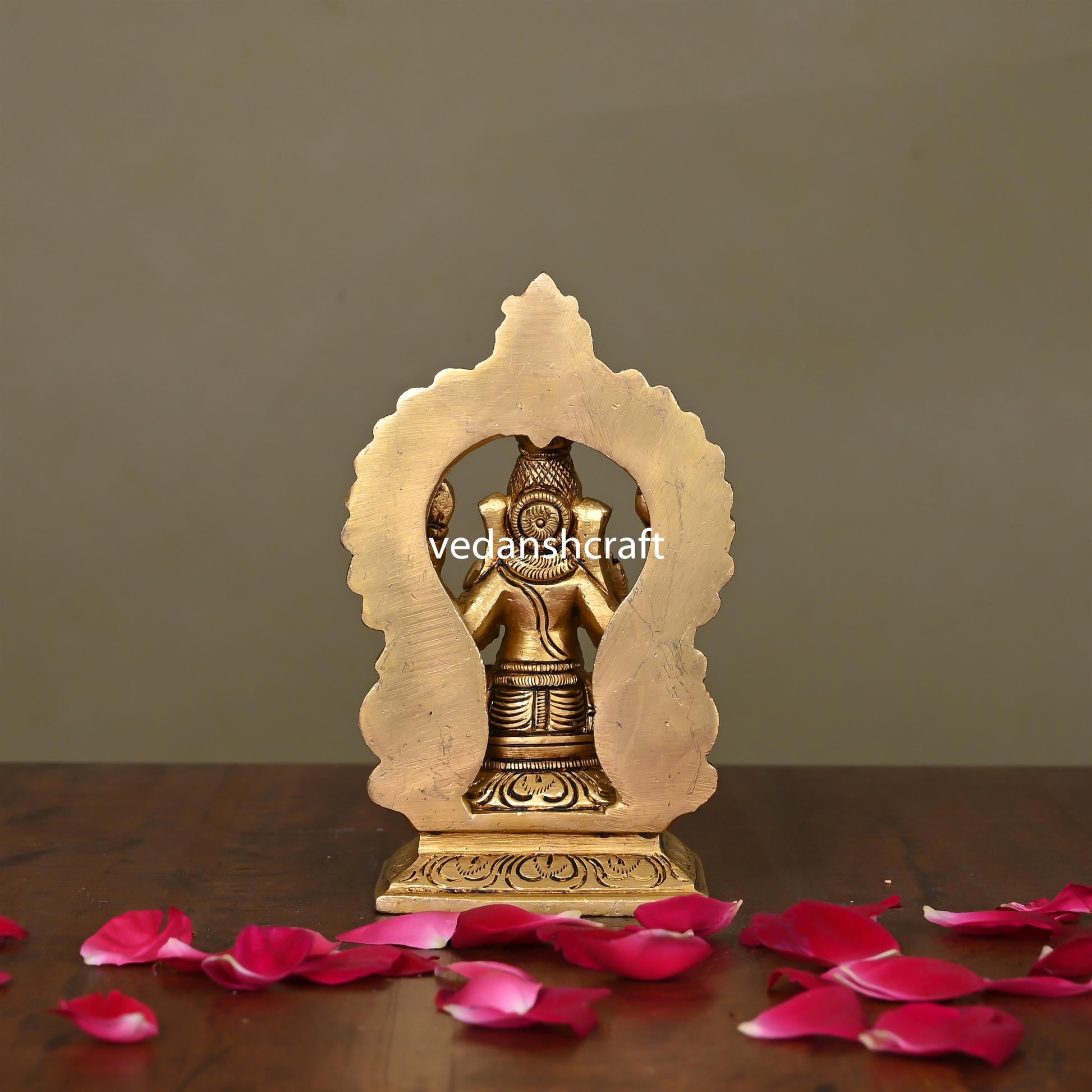 Brass Superfine Ganesha On Throne Idol (5.8 Inch)
