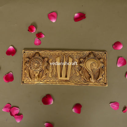 Brass Shankh Chakra Namah Wall Hanging