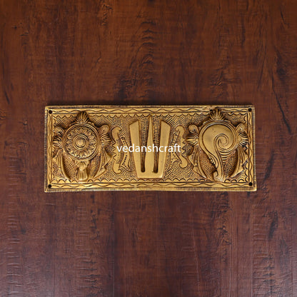 Brass Shankh Chakra Namah Wall Hanging