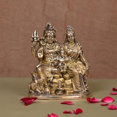 Brass Sitting Shiva Family Statue (6")
