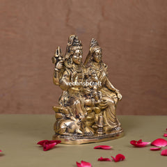 Brass Sitting Shiva Family Statue (6")