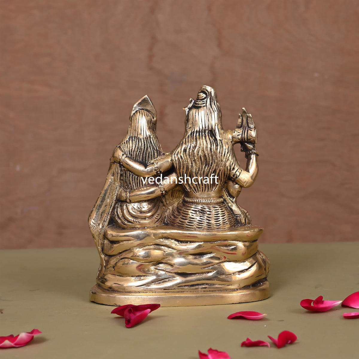 Brass Sitting Shiva Family Statue (6")