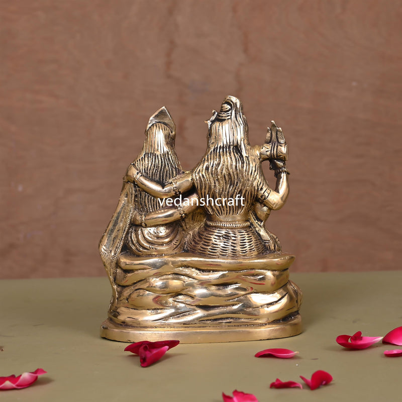 Brass Sitting Shiva Family Statue (6")