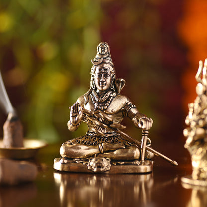 Brass Sitting Shiv Idol – Handcrafted Traditional Brassware (3 Inch)