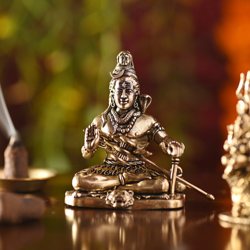 Brass Sitting Shiv Idol – Handcrafted Traditional Brassware (3 Inch)