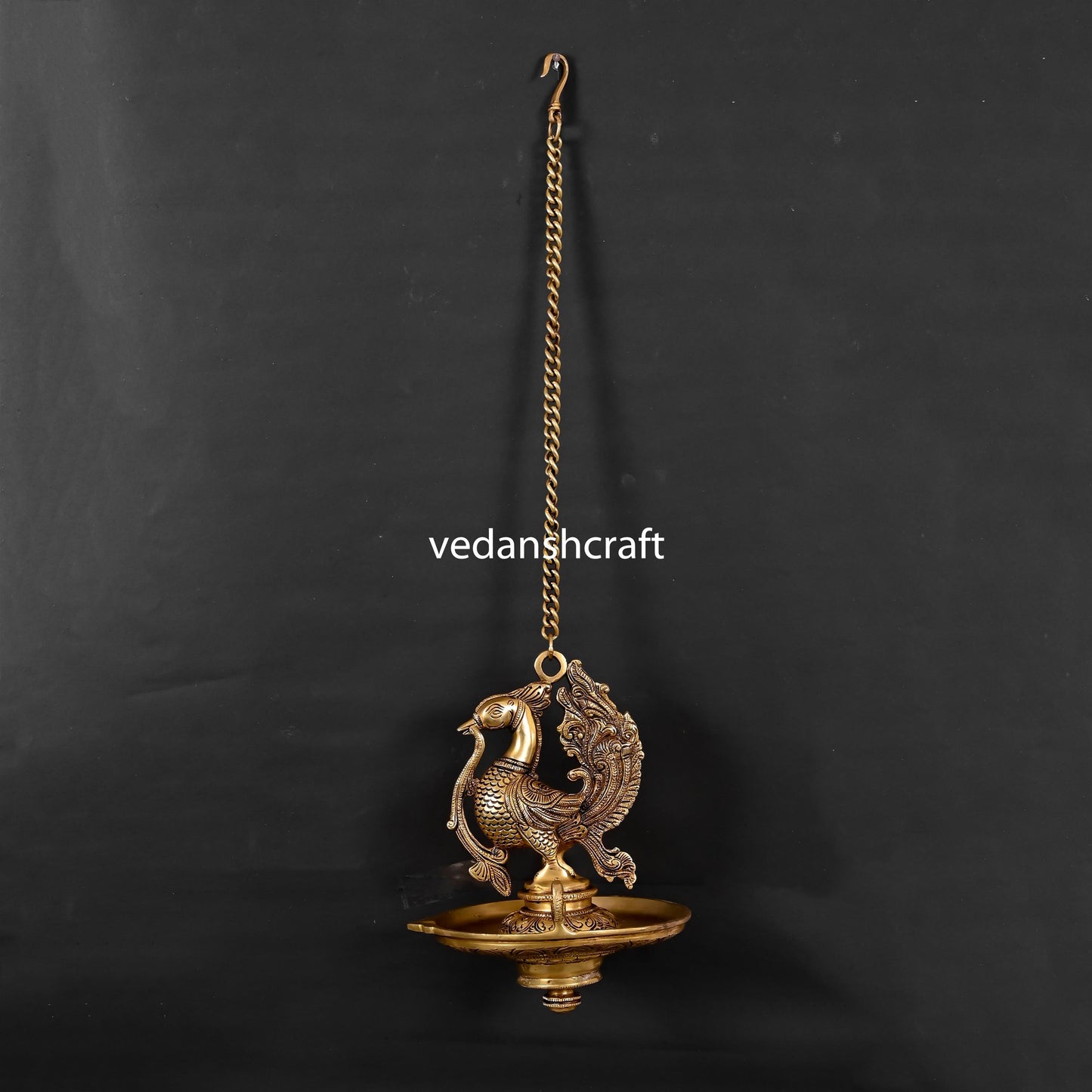 Brass Superfine Peacock Hanging Diya (26 Inch)