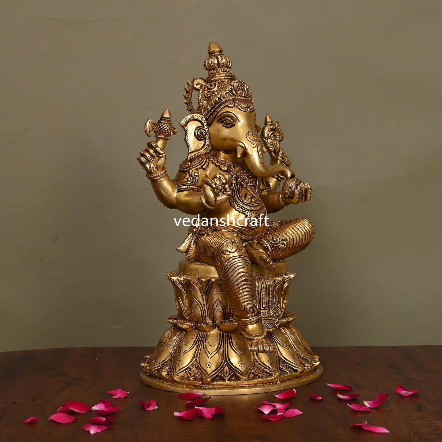 Brass Lord Ganesha Idol (14.8 Inch)