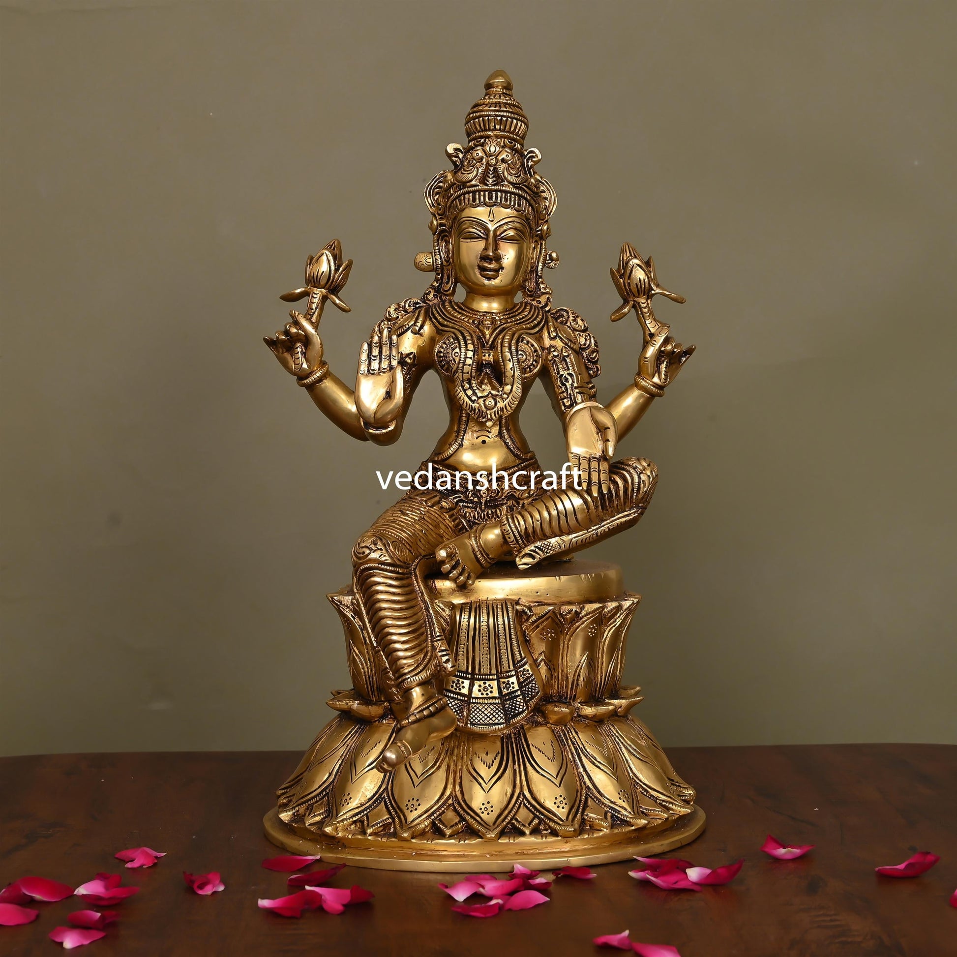 Brass Superfine Goddess Lakshmi Idol (14.5 Inch)