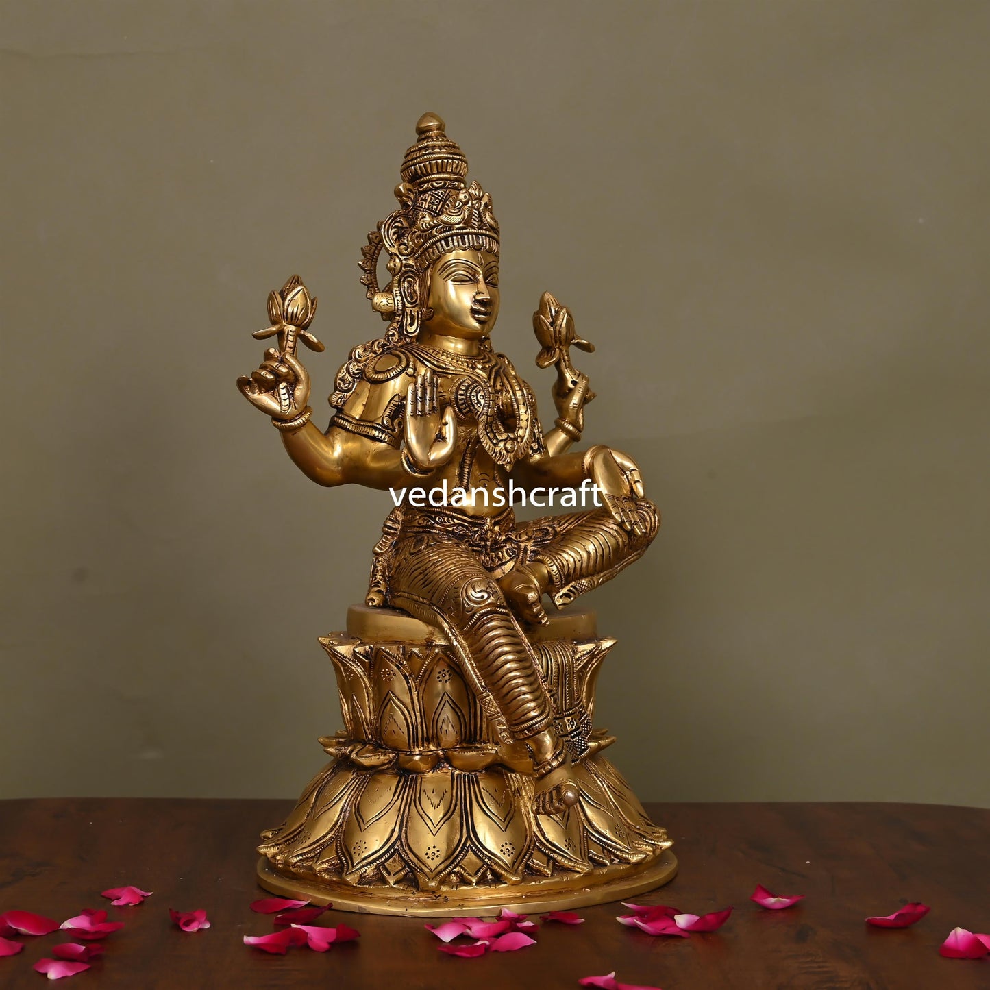 Brass Superfine Goddess Lakshmi Idol (14.5 Inch)
