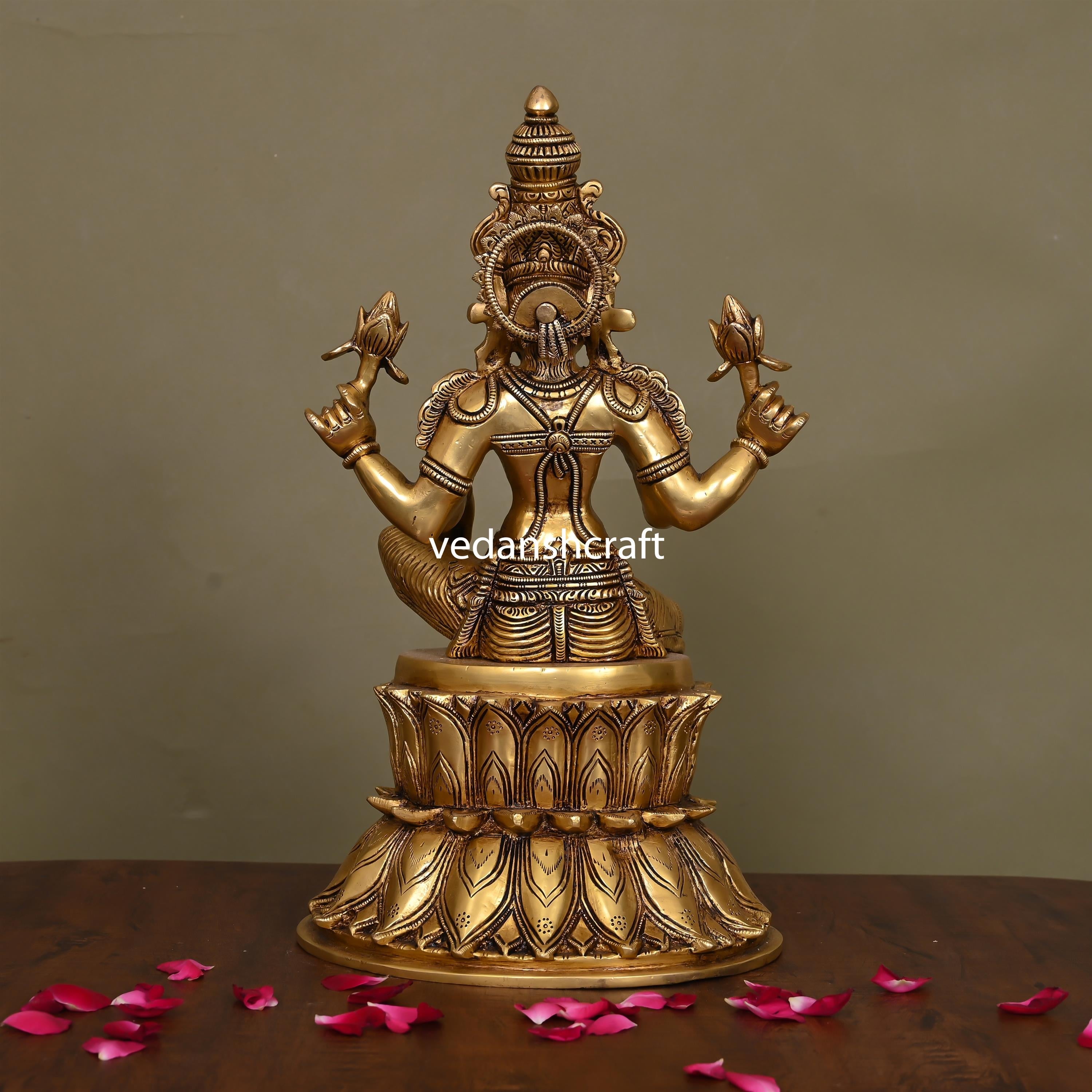 Brass Superfine Goddess Lakshmi Idol (14.5 Inch)