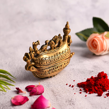 Brass Sindoor/Kumkum Box (3.2 Inch)