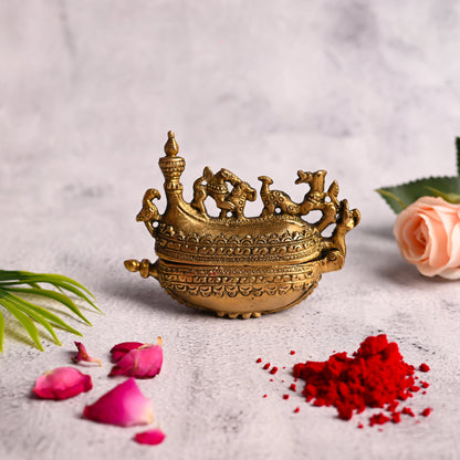 Brass Sindoor/Kumkum Box (3.2 Inch)