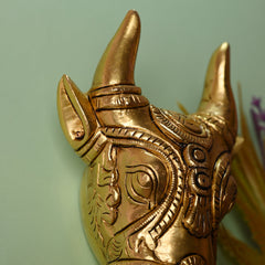 Brass Nandi Face Wall Hanging (5 Inch)