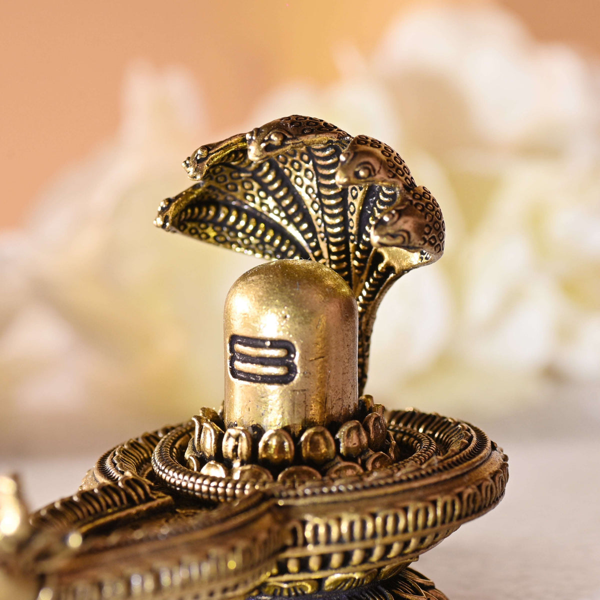 Brass Nandi Shivling with Sheshnaag Lightweight (2.8 Inch)