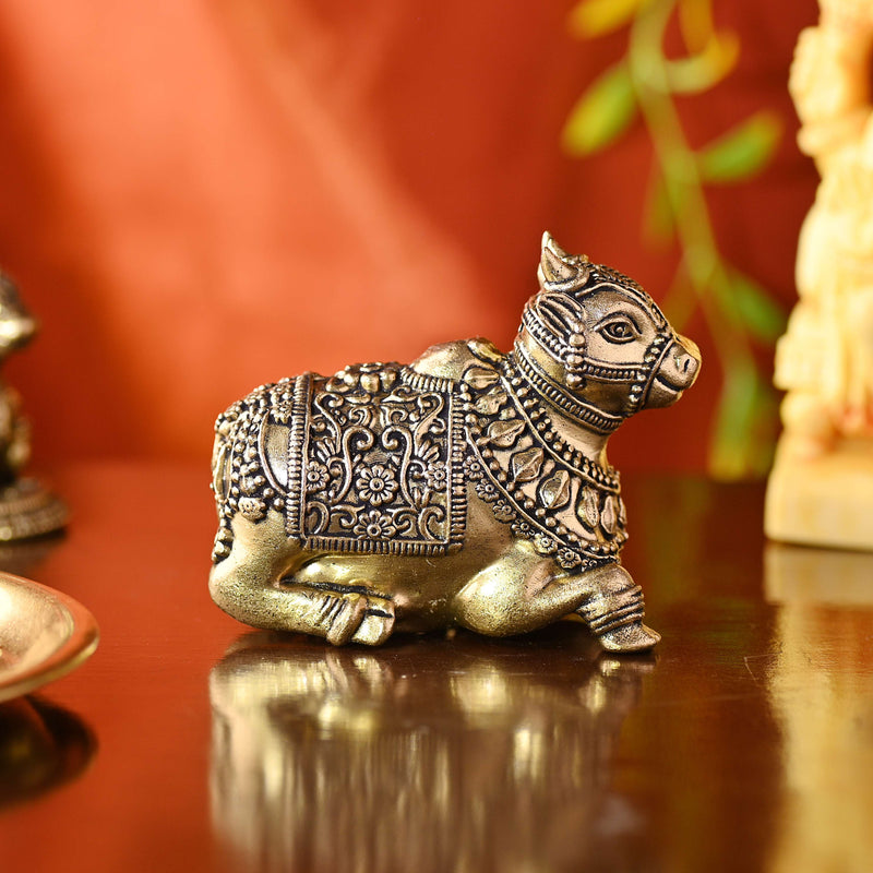 Brass Sitting Nandi Lightweight Idol (2 Inch)