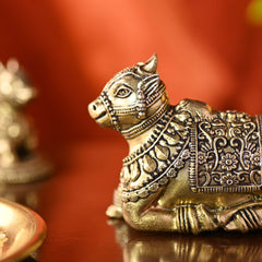 Brass Sitting Nandi Lightweight Idol (2 Inch)