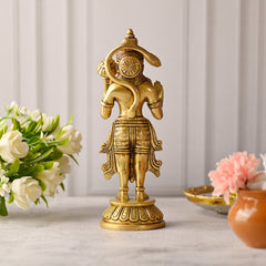 Brass Standing Hanuman Idol – Handmade Traditional Brassware (8 Inch)