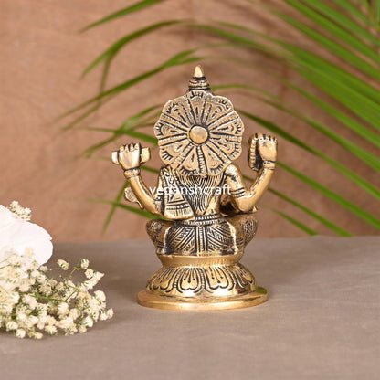 Brass Goddess Saraswati Idol (4.5 Inch)
