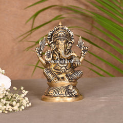 Brass Blessing Ganesha Idol (4.5 Inch)