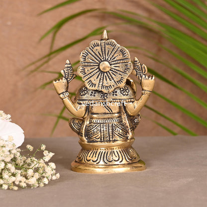 Brass Blessing Ganesha Idol (4.5 Inch)