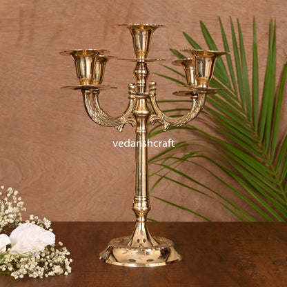 Brass Five Bati Candle Stand Holder