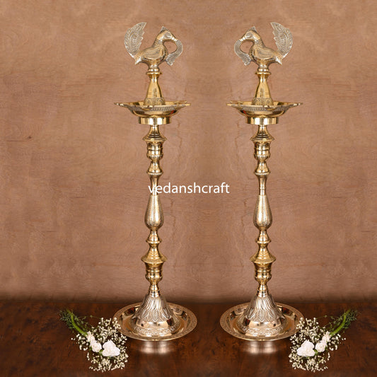 Brass Peacock Mahabharat Lamp