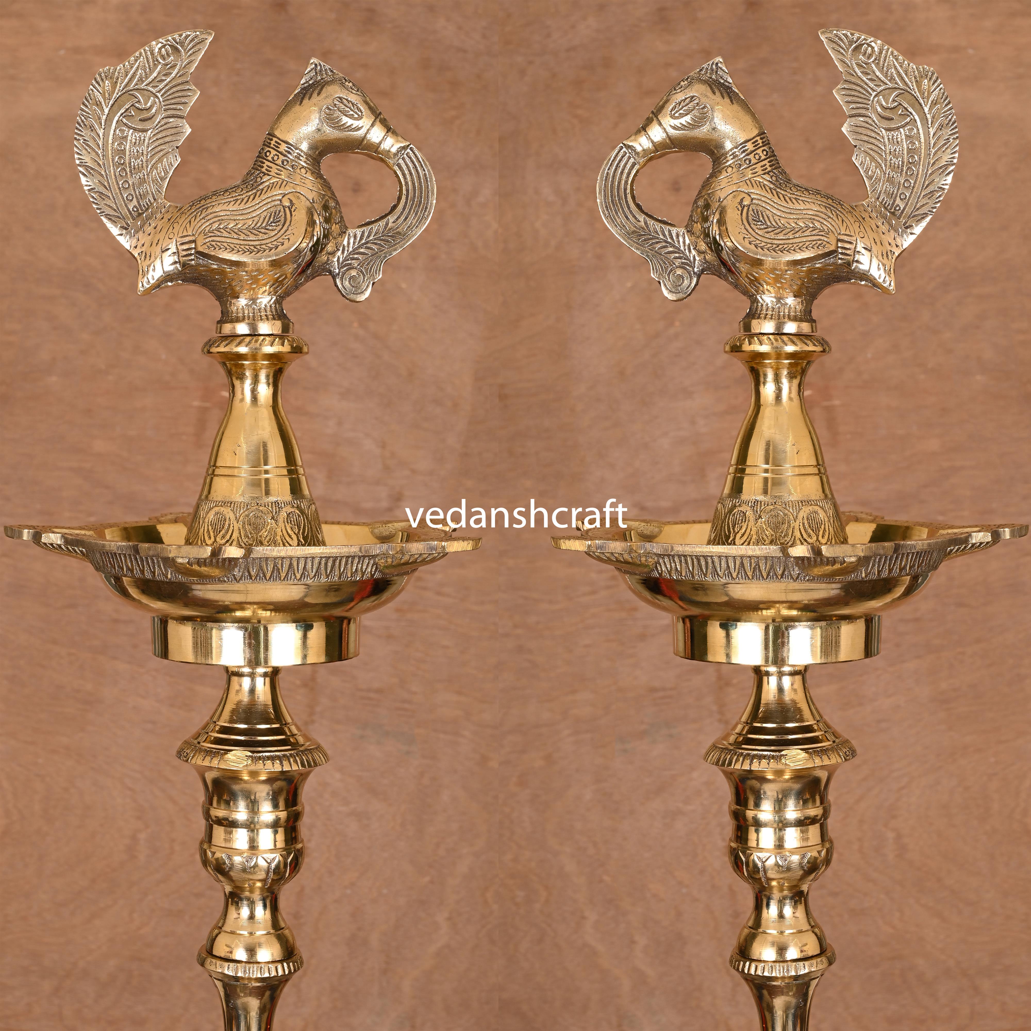 Brass Peacock Mahabharat Lamp