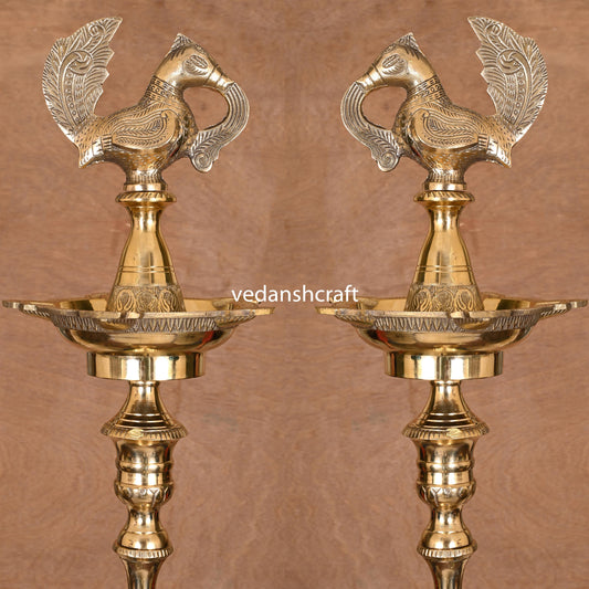 Brass Peacock Mahabharat Lamp