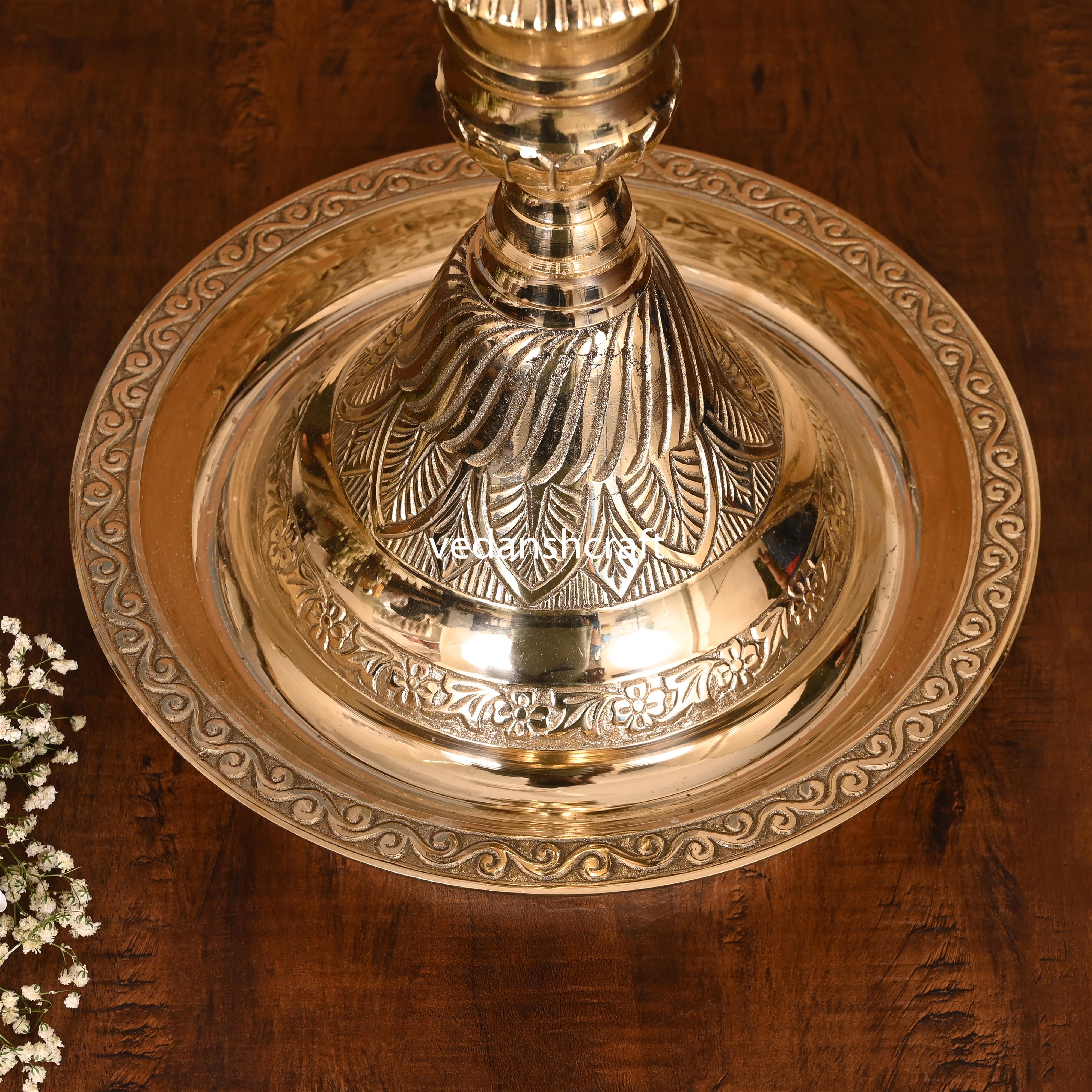 Brass Peacock Mahabharat Lamp Pair