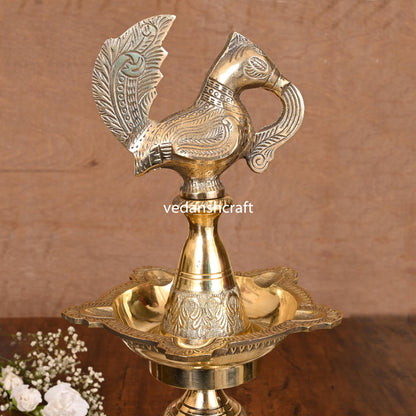 Brass Peacock Mahabharat Lamp