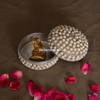 Brass Sai Baba Idol With Pearl Box (2.2 Inch)