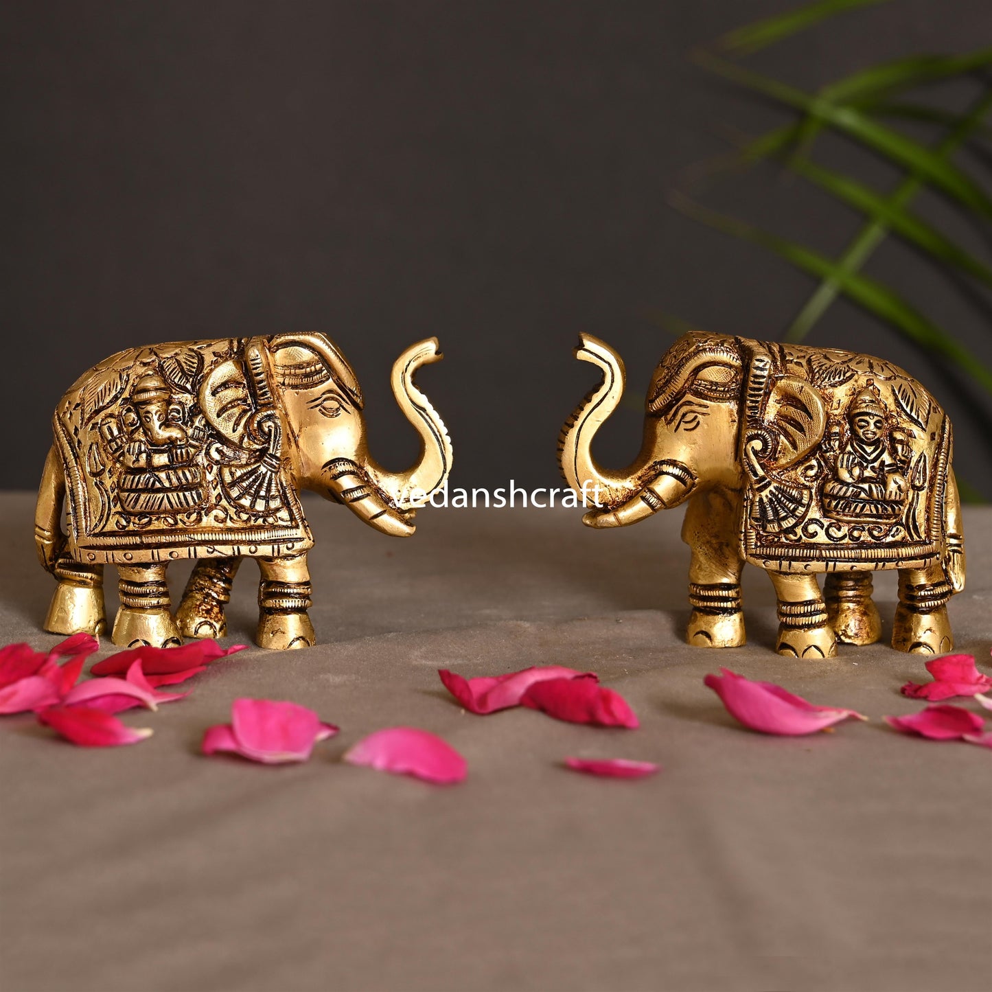 Brass Elephant Statue Pair (2.5 Inch)