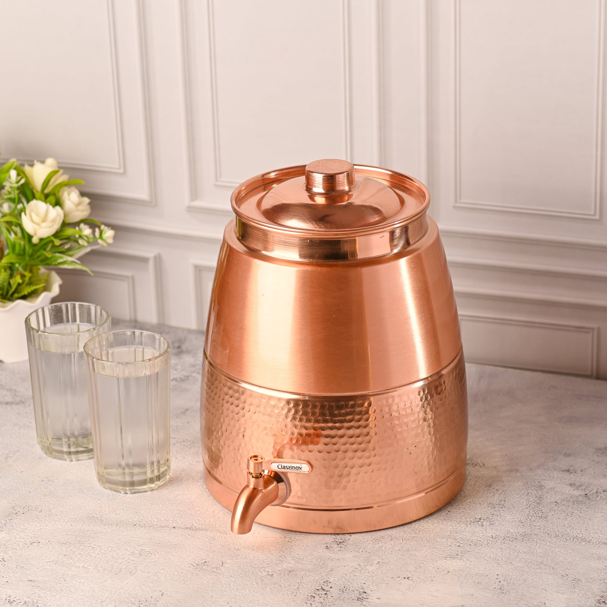 Copper Half Hammered Water Dispenser – Premium (10.5 Inch)