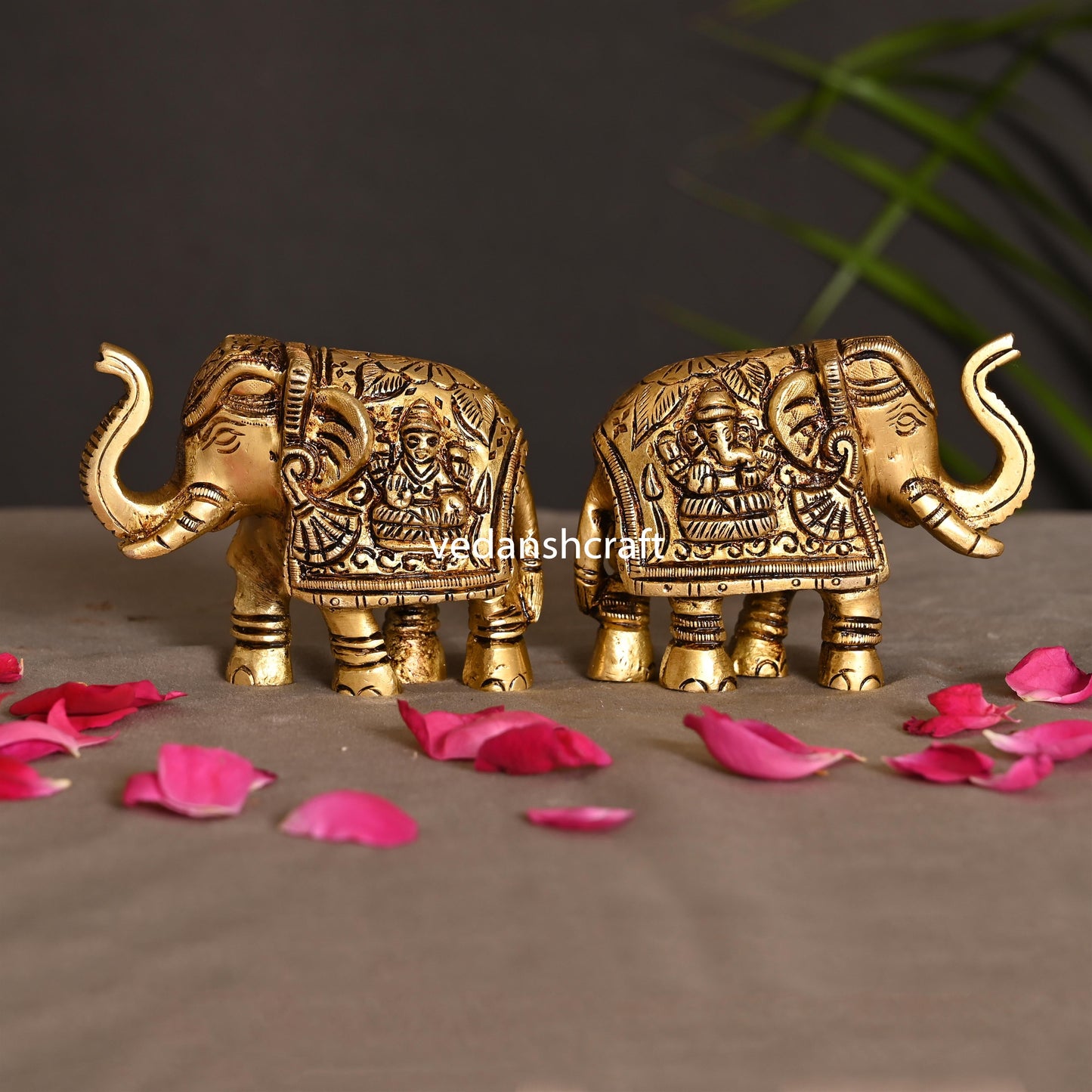 Brass Elephant Statue Pair (2.5 Inch)