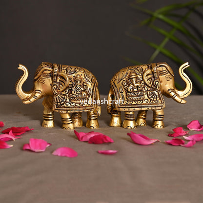 Brass Elephant Statue Pair (2.5 Inch)