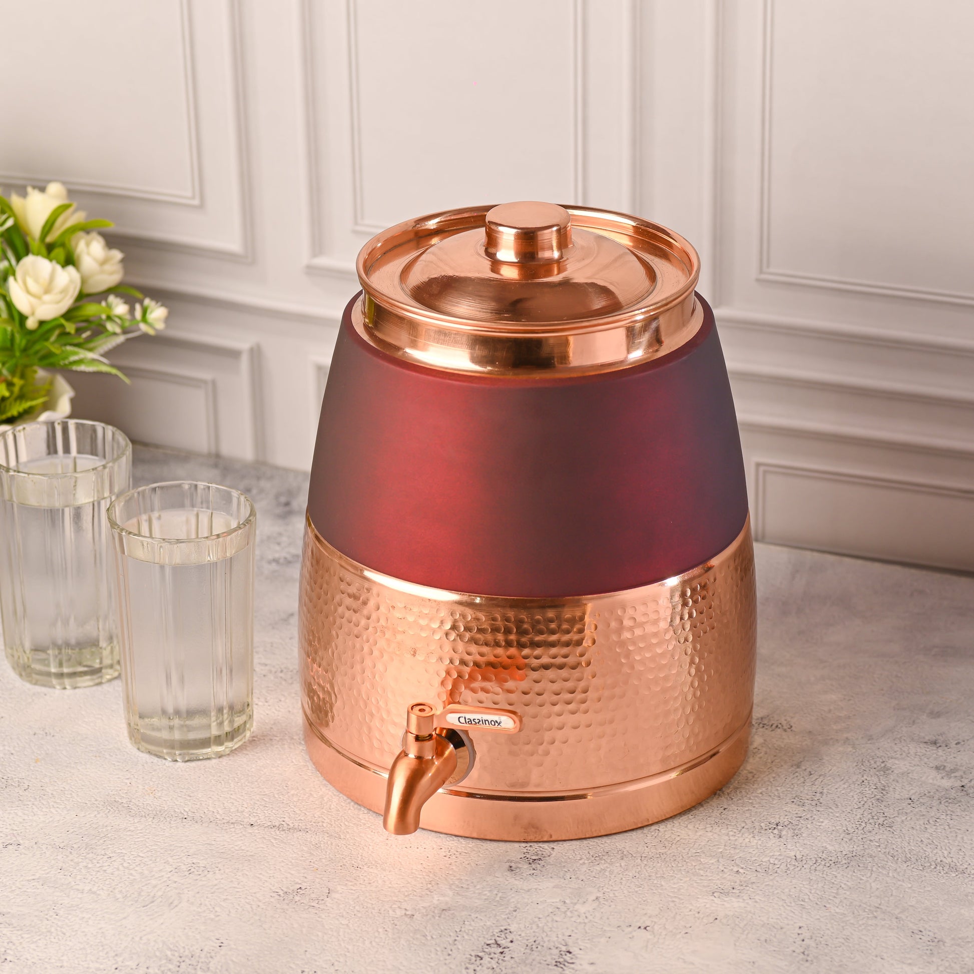 Copper Half Hammered Water Dispenser – Premium (10.5 Inch)