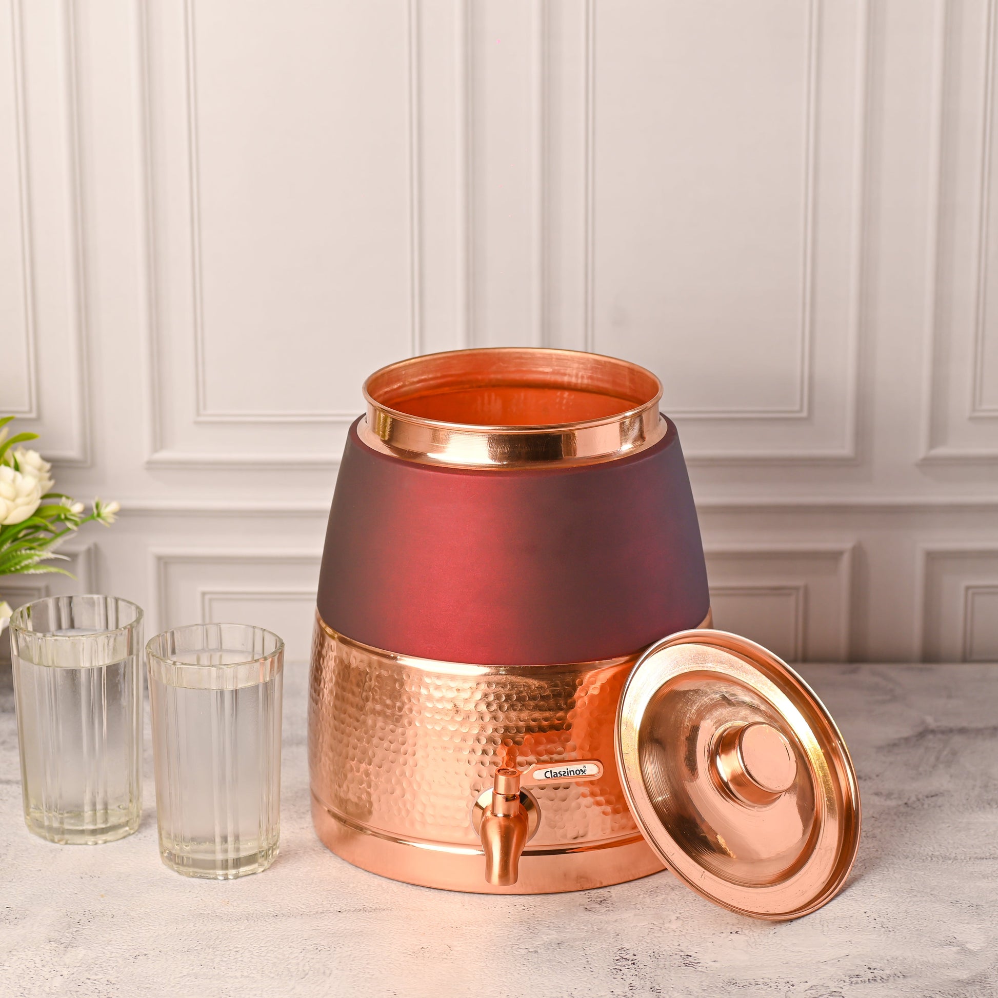 Copper Half Hammered Water Dispenser – Premium (10.5 Inch)