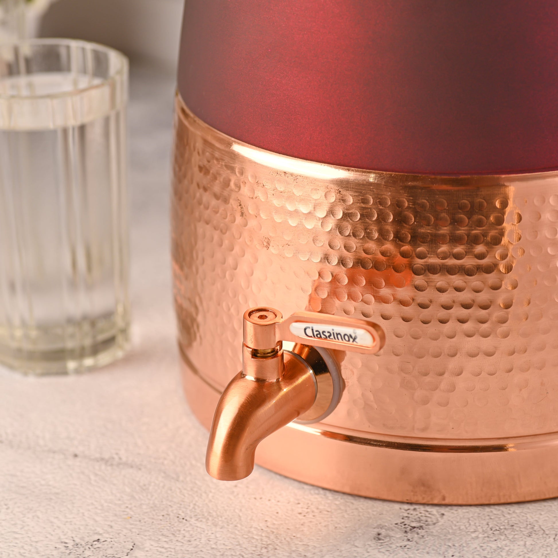 Copper Half Hammered Water Dispenser – Premium (10.5 Inch)