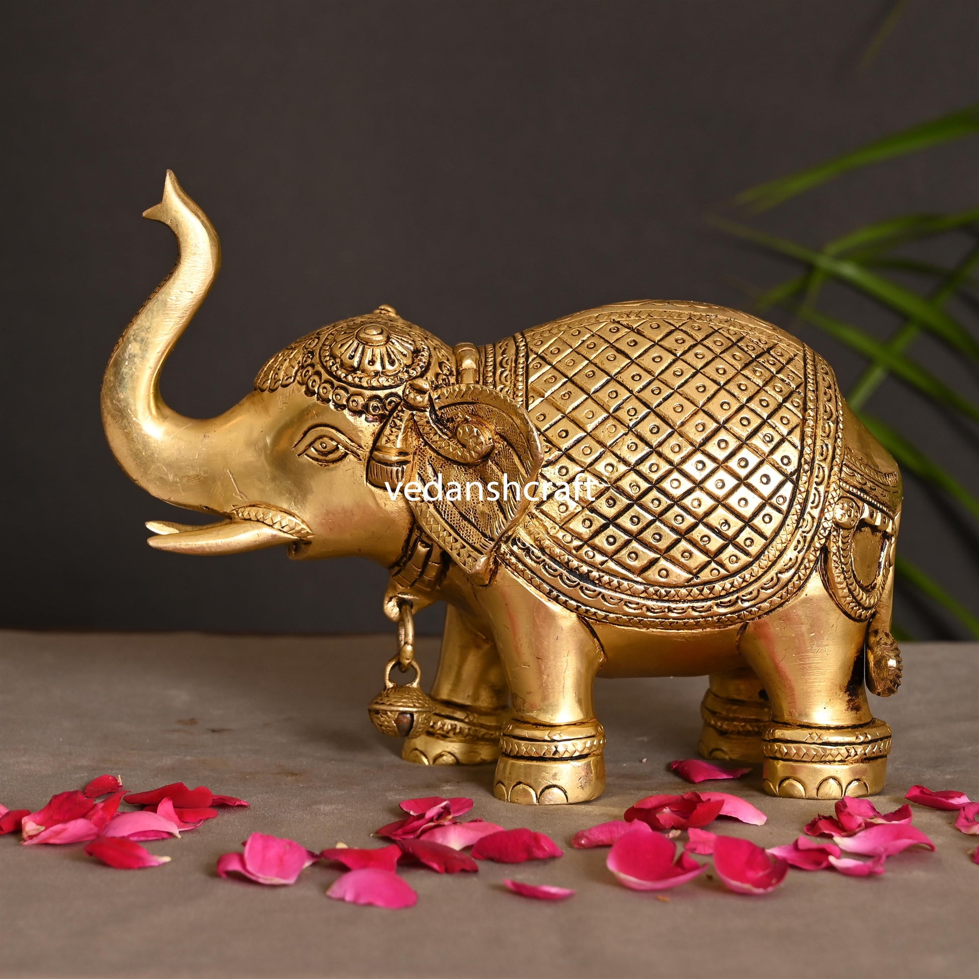 Brass Royal Elephant Statue (6 Inch)