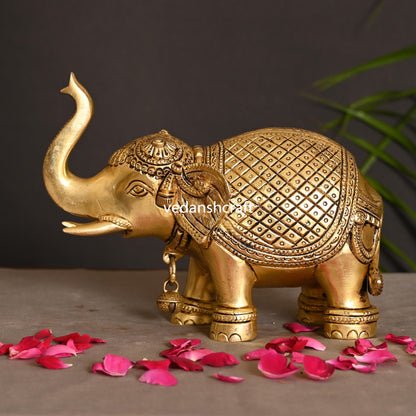 Brass Royal Elephant Statue (6 Inch)