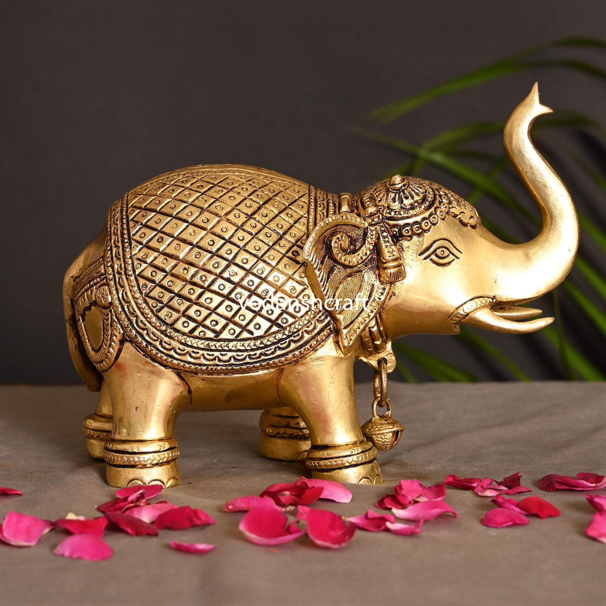 Brass Royal Elephant Statue (6 Inch)