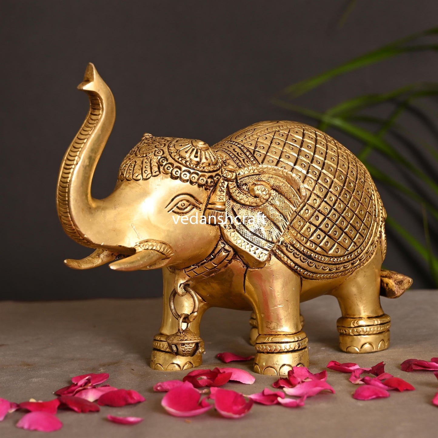 Brass Royal Elephant Statue (6 Inch)