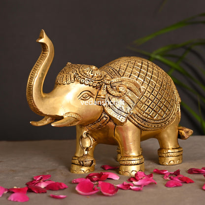 Brass Royal Elephant Statue (6 Inch)